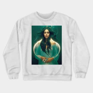 WATER SPIRIT Beautiful Spirit Woman Underwater Stylized Digital Painting Crewneck Sweatshirt